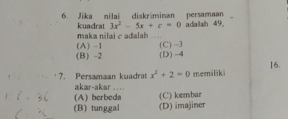 Rumus Diskriminan Yang Benar Adalah Brainly Edukasi.Lif.co.id