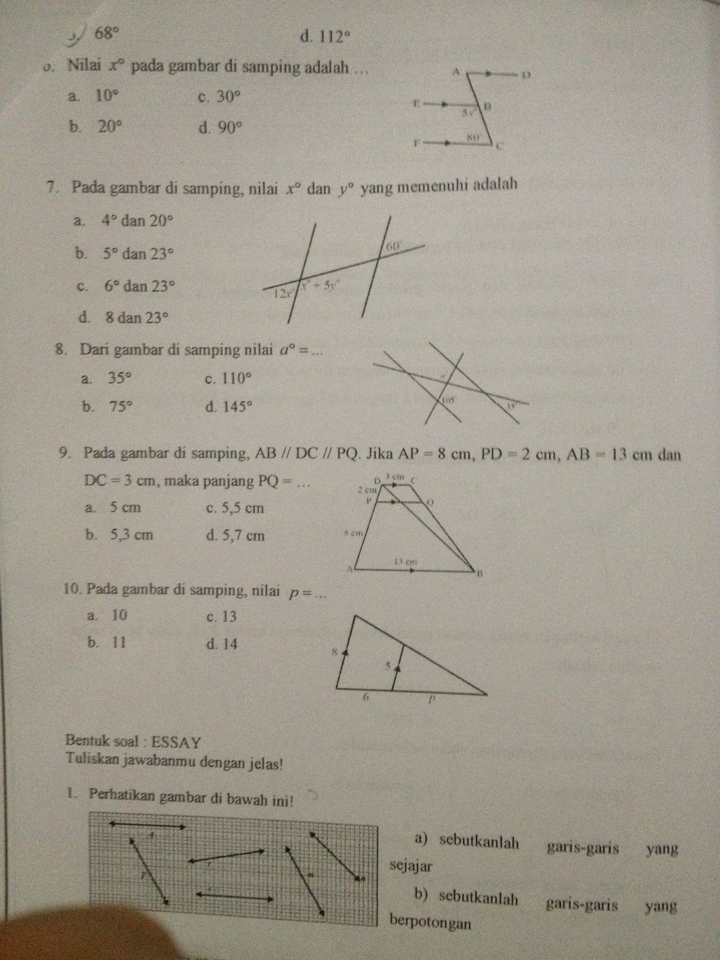 Soal Garis Dan Sudut Kelas 7 Kurikulum 2013 Doc Format Soal