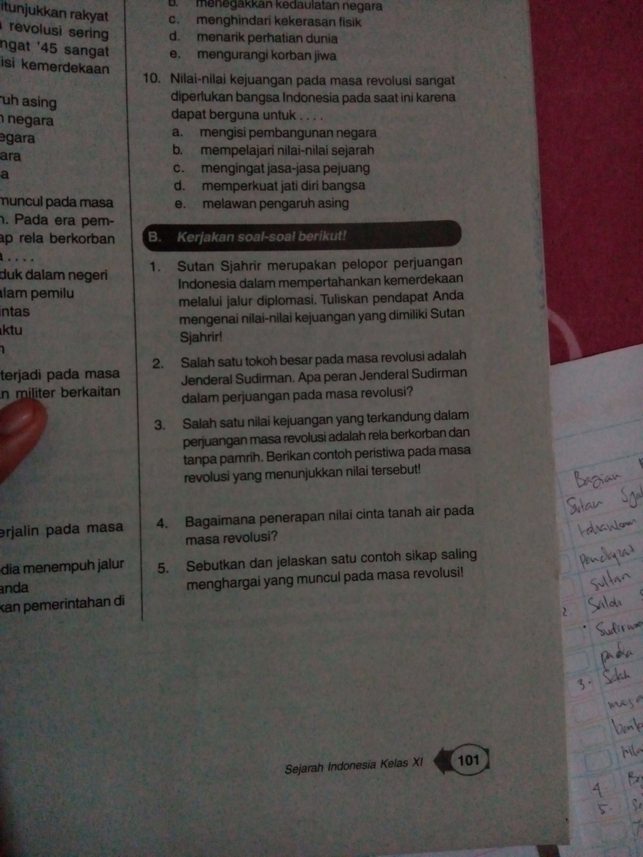 soal sejarah, tentang nilai nilai kejuangan pada masa