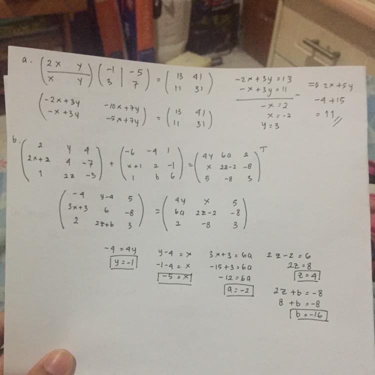 A tentukan nilai dari 2x + 5y dari persamaan matriks berikut B tentukan