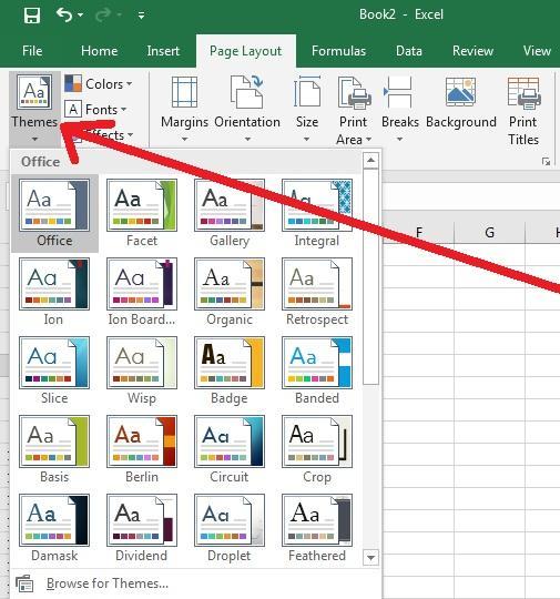 menu page layout terdapat submenu themes yang berfungsi untuk A memilih