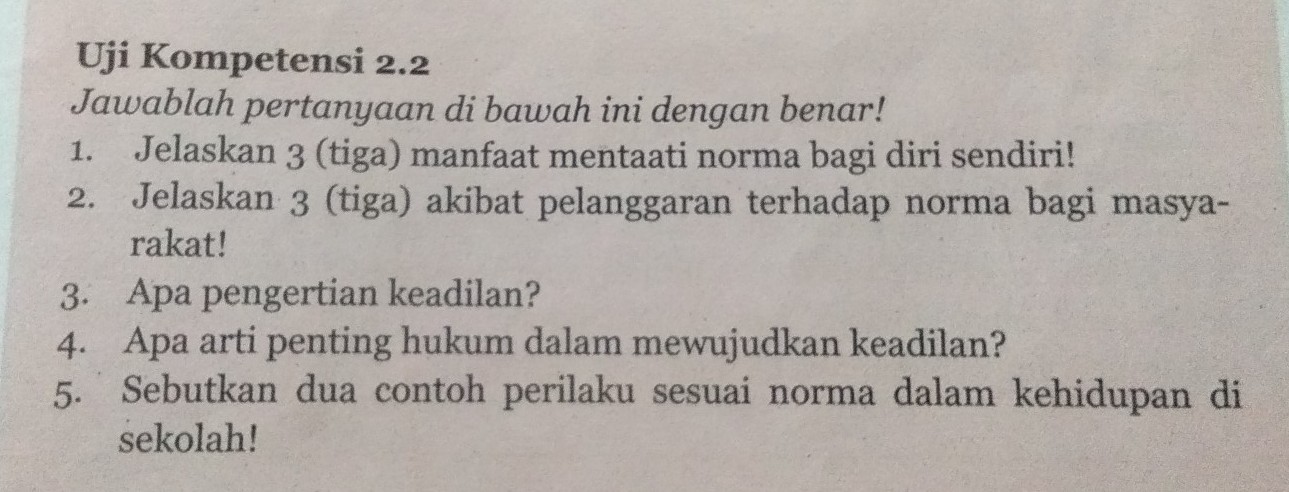 Kunci Jawaban Jelaskan 3 Manfaat Mentaati Norma Bagi Diri