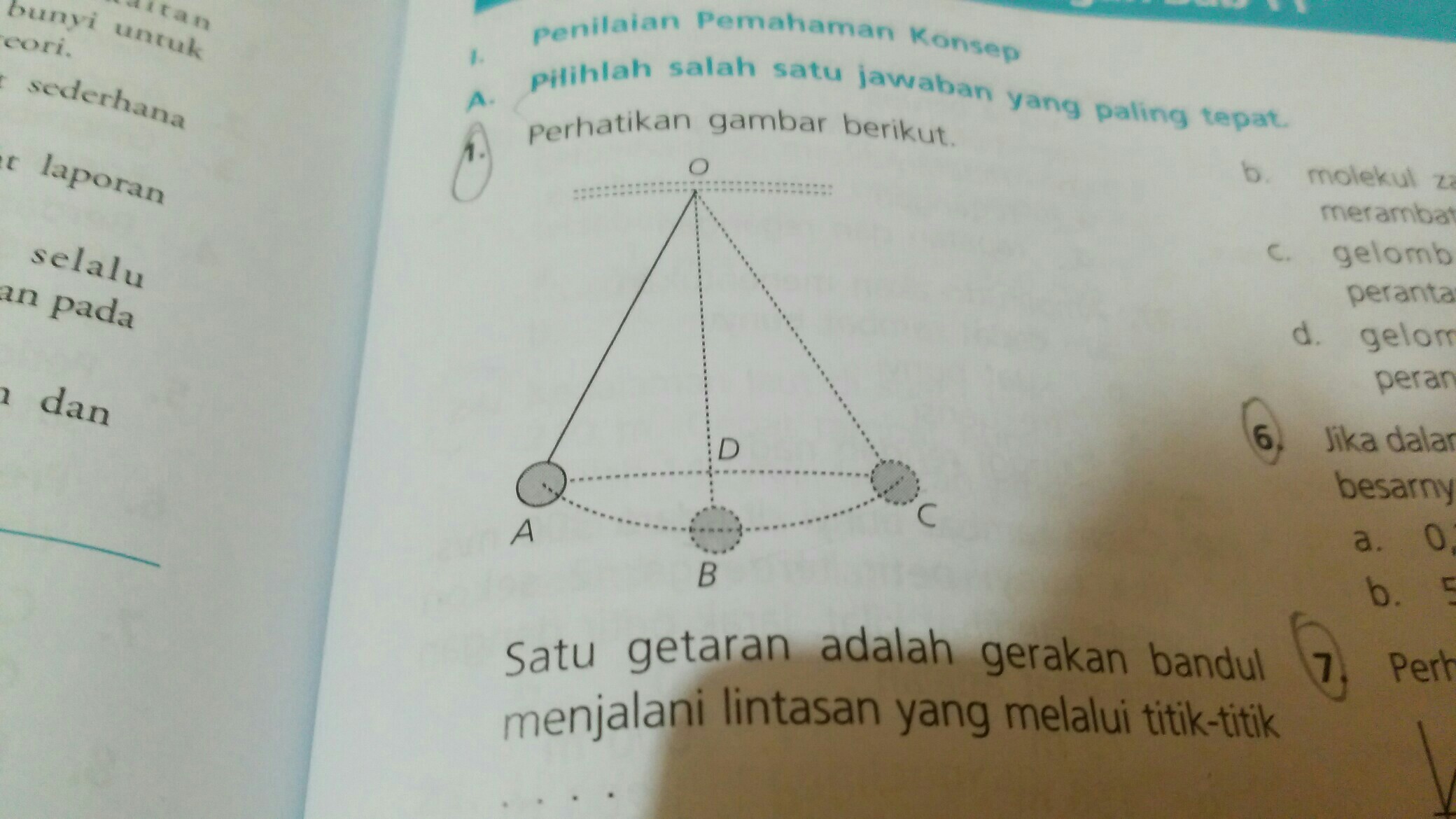 pada gambar soal nomor 1, amplitudo ditunjukan oleh jarak.. A.AB B.AC