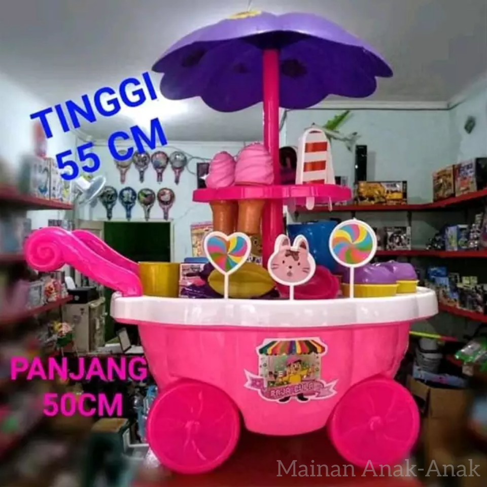 Mainan Anak Dorongan Gerobak Es Krim Besar - Mainan Dorong Gerobak Ice Cream Mainan Gerobak Es Krim Murah Mainan Anak Laki Laki - Mainan Anak Perempuan - Cocok Untuk Hadiah Anak Anak /