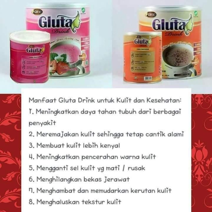 Gluta Drink Susu Pemutih Kulit Badan Rasa Coklat Dan Rasa Strawberry | Lazada Indonesia