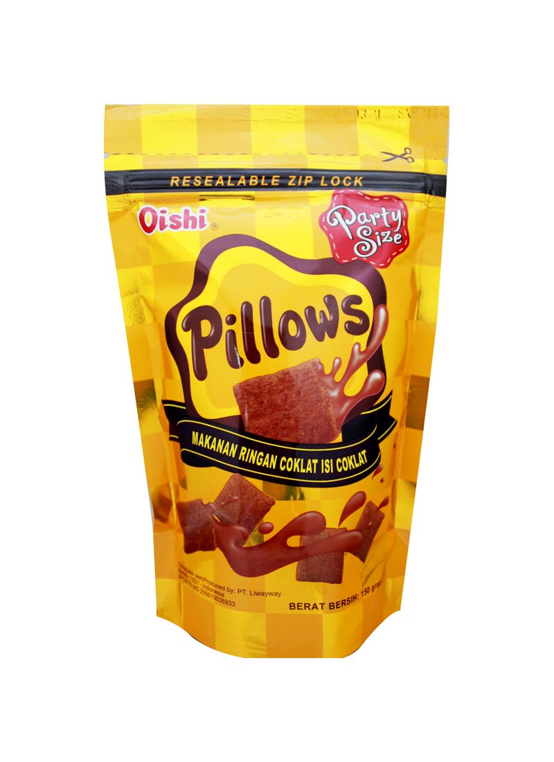 Oishi Pillows Coklat Snack Bentuk Bantal Isi Fla Coklat Nikmat Kemasan Party Size - 110Gr | Lazada Indonesia