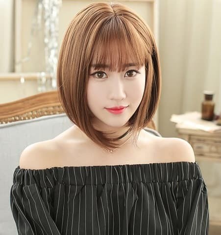 Lagi Promo Wig Pendek Coklat Pirang Rambut Palsu Bob Korea Bangs Light Brown Bagus | Lazada Indonesia