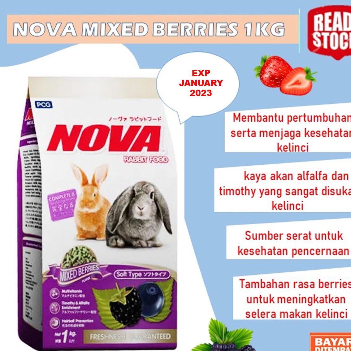promotion pellets 2023 Makanan Kelinci Nova Mixed Berries Pelet Kelinci Nova Mix Berries Pakan Kelinci Pelet 1 Kg Makanan Kelinci Premium Nova Pelet Kelinci Nova Alfa Kelincilfa Makanan Kelinci Rabbit Food Makanan Anak | Lazada Indonesia