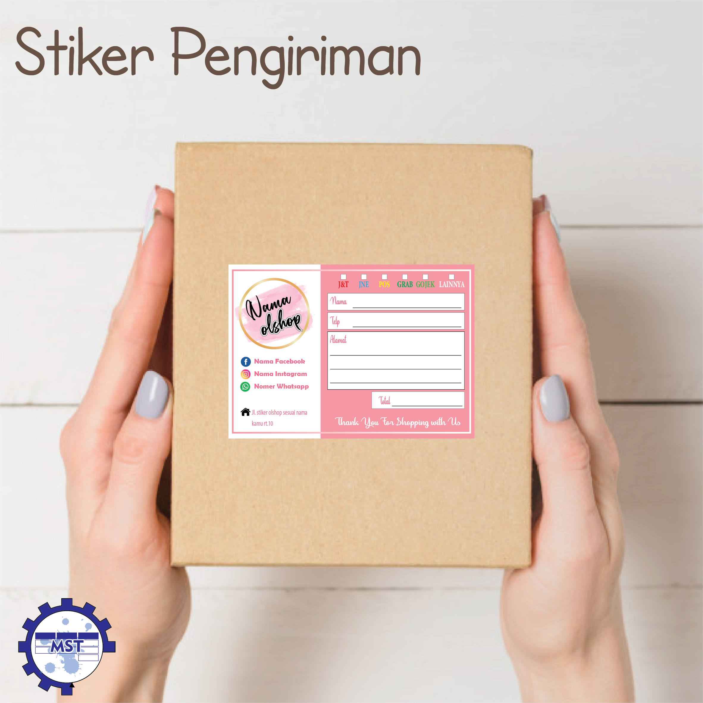 • stiker label/merk olshop • poster edukasi • desain jam dinding mdf costum • label pengiriman olshop • kaligrafi walldecor tahap 2 • thank card olshop • xbanner wedding • happy floral 2 • cover yasin sessi 3 • nota olshop fullcolour • figura ayu • 100 walldecor jam dinding • wedding story invitation • blanko. Stiker Pengiriman Label Pengiriman Olshop Glossy Design Sesuai Nama Toko Lazada Indonesia