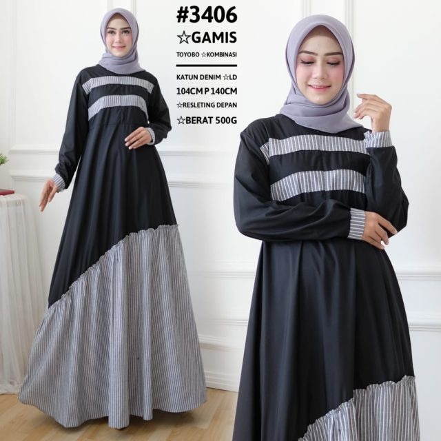 Model Baju Gamis Bahan Katun Toyobo Jilbab Voal