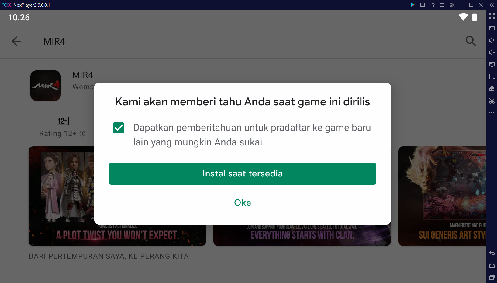 Pra pendaftaran MIR4 di PC dengan NoxPlayer NoxPlayer