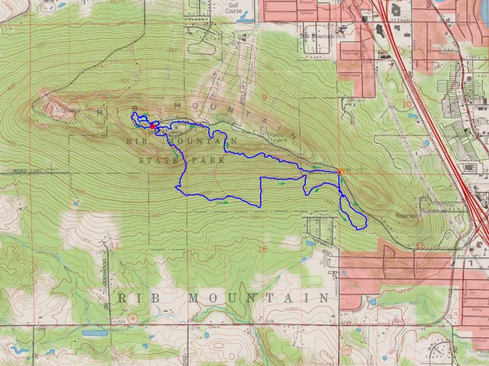 Rib Mountain Trail Map Wisconsin Highpoints