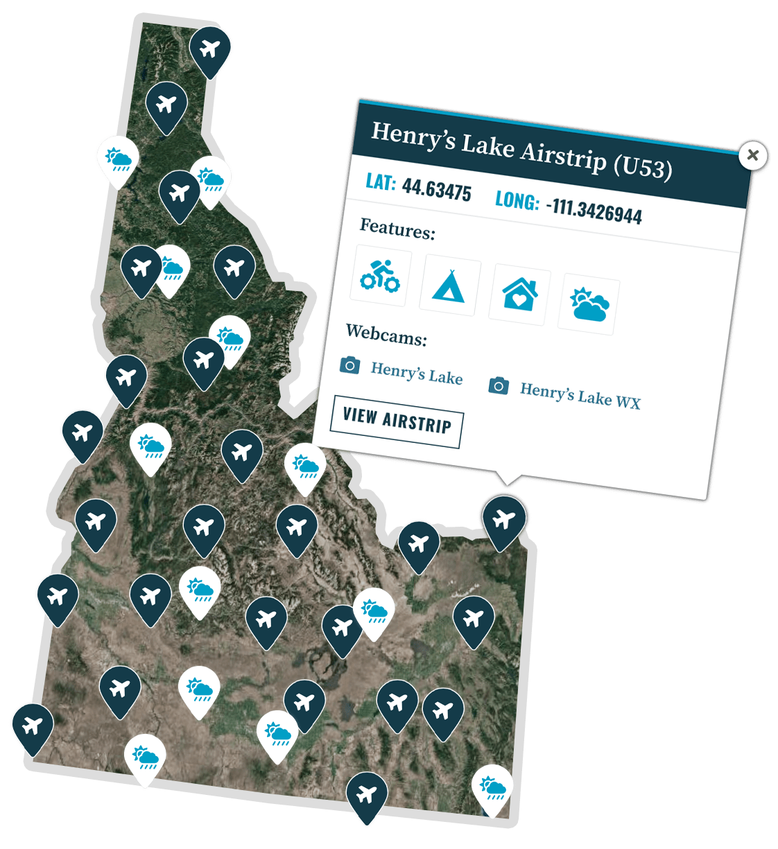 IAA Interactive Idaho Airstrip Map Idaho Aviation Association