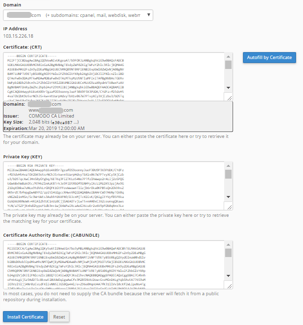 Cara Install Comodo PositiveSSL di cPanel IDCloudHost