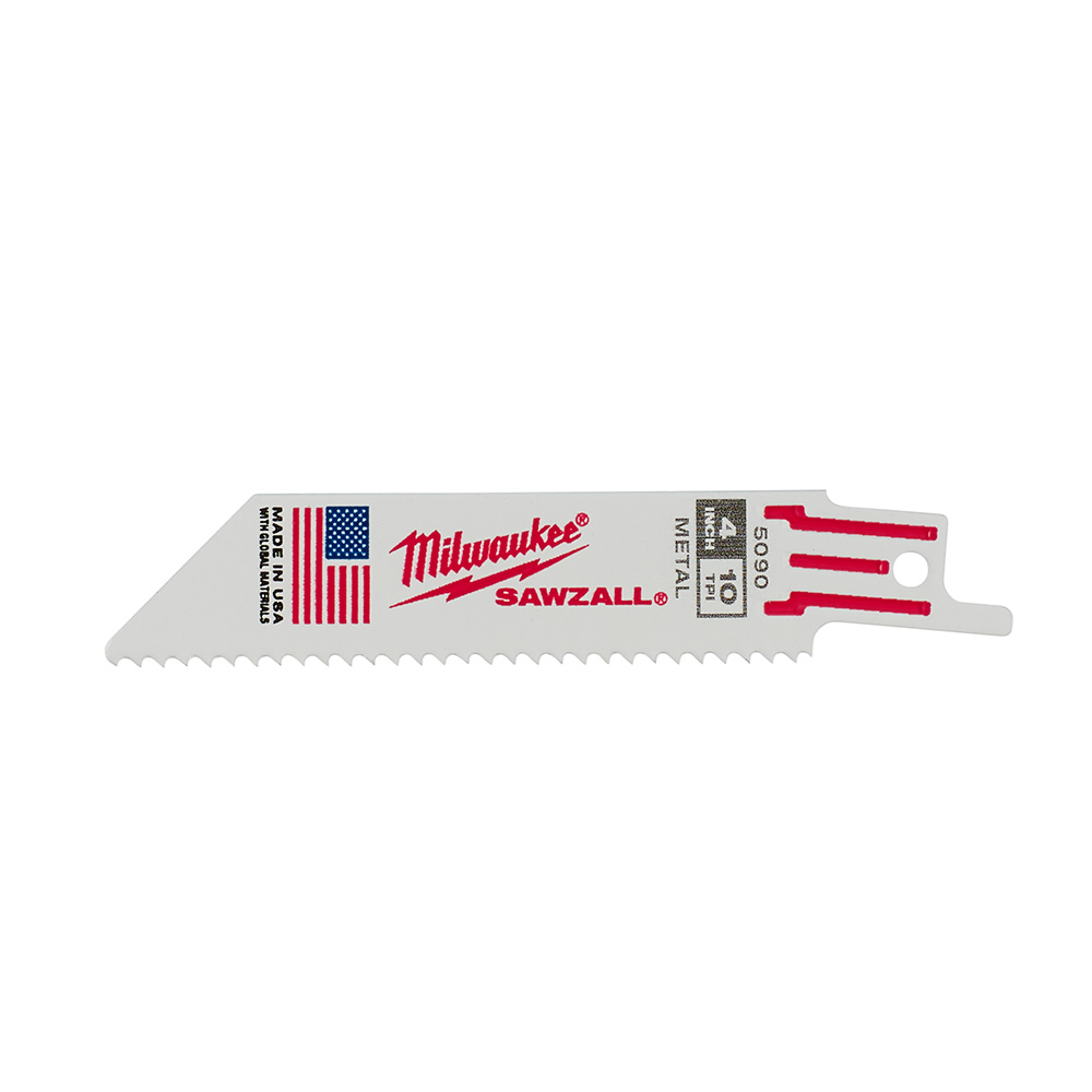 Milwaukee 48005090 4" 10 TPI Thin Kerf SAWZALL® Blades (5 Pack