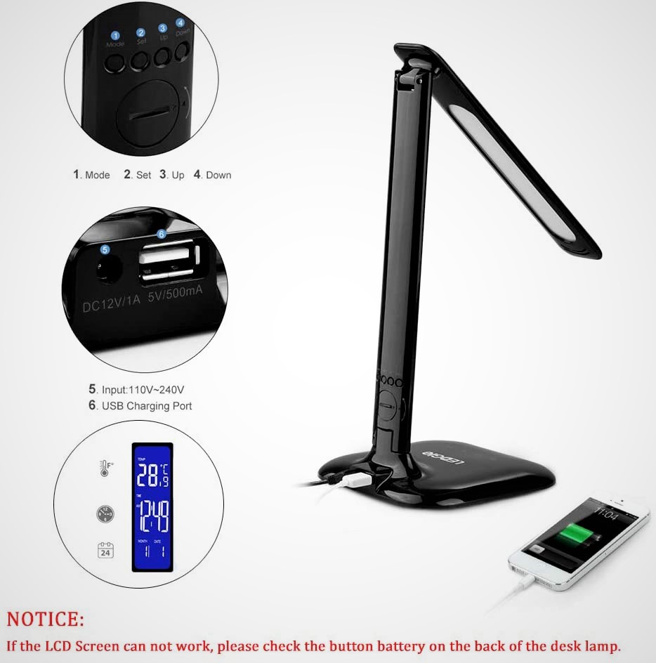3 colors temperature available (warm white/nataural white/cold white) for work (office. Best 6 Dimmable Office Lamp with USB Charging Port - Ideas for Home Office