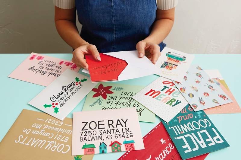 Easy Christmas card envelope lettering Make mailboxes merry Hallmark