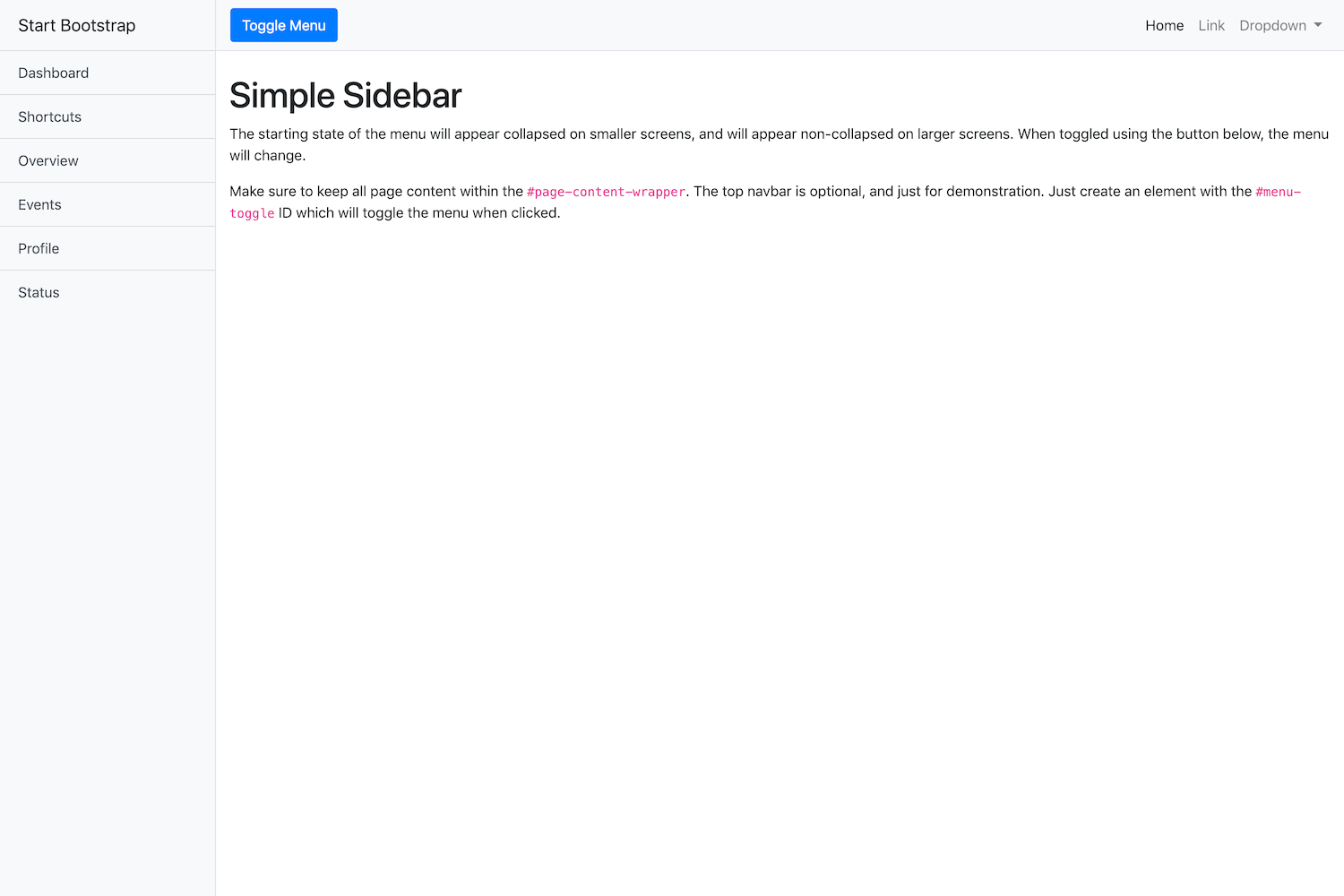 Simple Sidebar Bootstrap Sidebar Template Start Bootstrap Intended