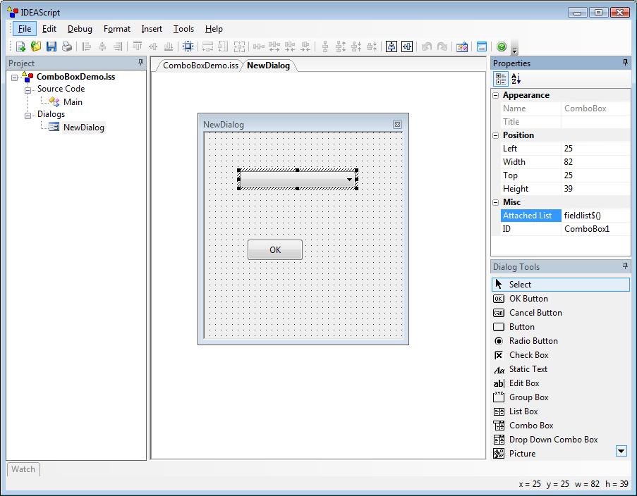 How to add items to Combobox in Dialog IDEAScripting and More