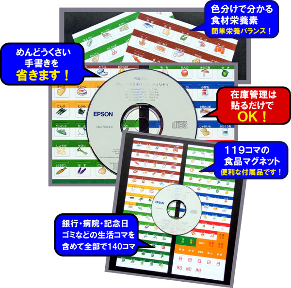 食品マグネット(6つの基礎食品群) キッチン ホワイトボード｜食品管理、食材管理｜冷蔵庫を開けなくても食品