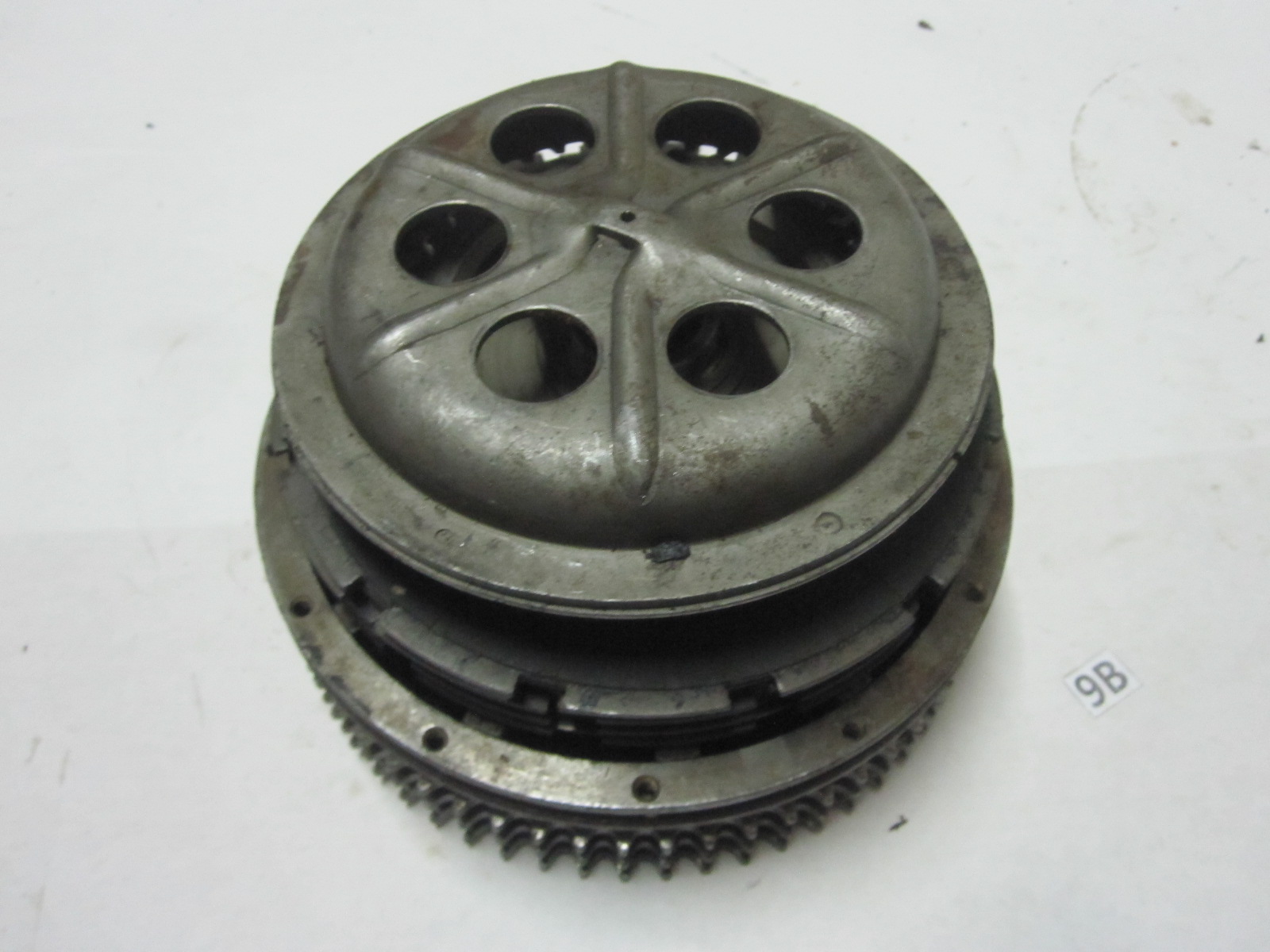 This is an clutch and drive sprocket assembly for a Harley