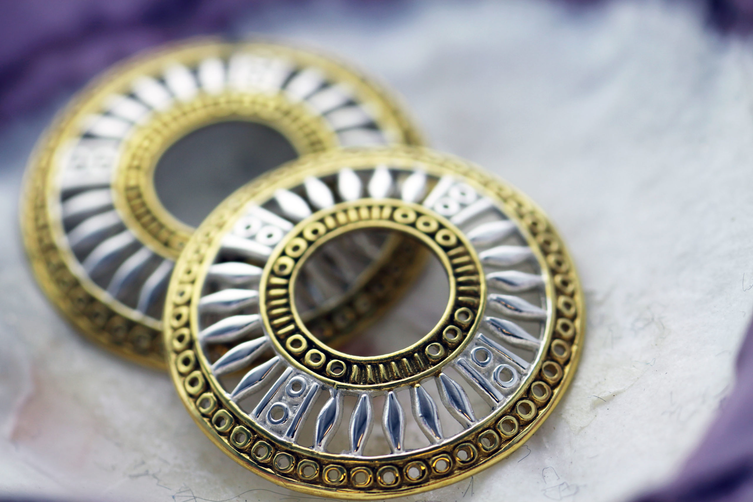 Ornate Nipple Shield in Brass and Silver Identity Body Piercing