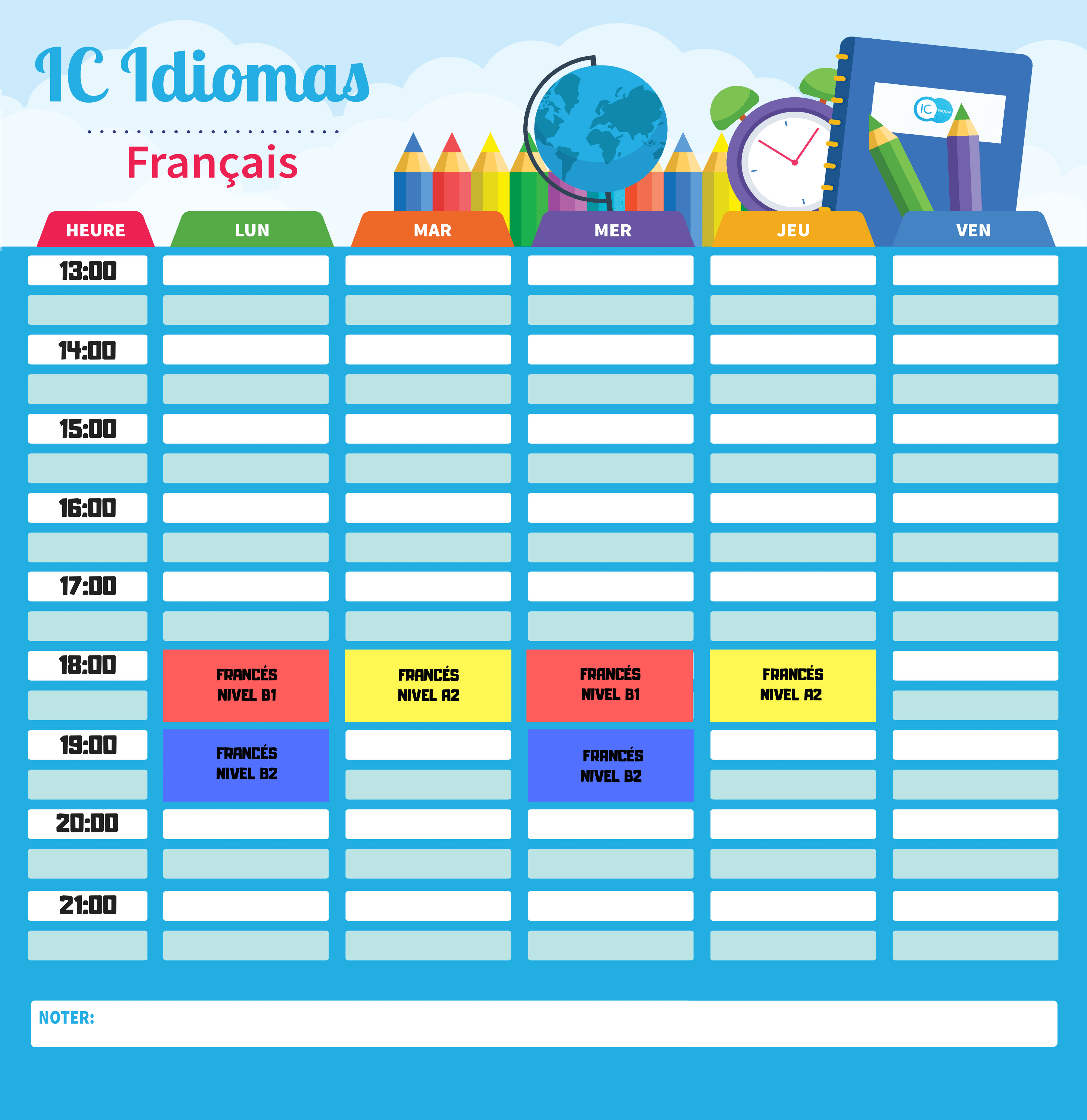 Horario e inscripciones IC Idiomas