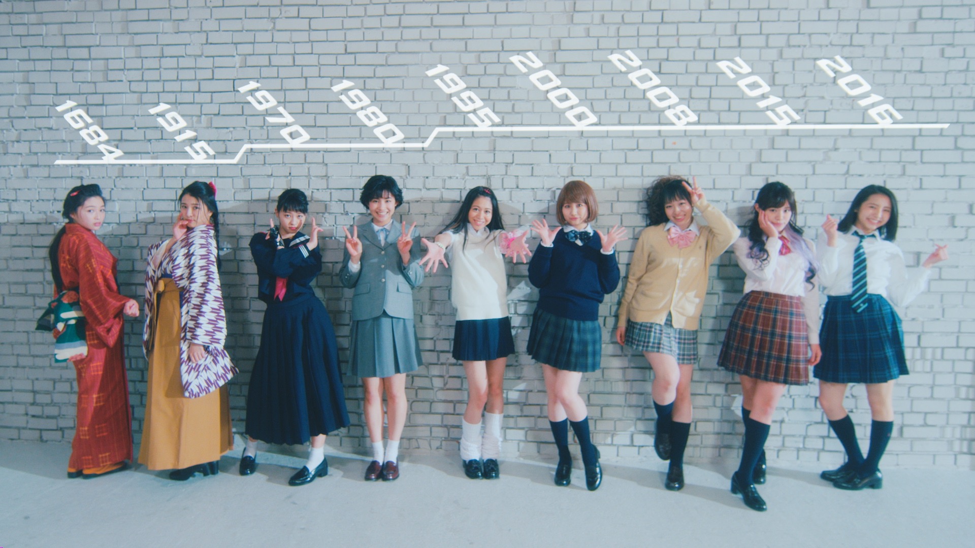 東京パフォーマンスドール、NTTドコモのPR動画で「JKの盛れるポーズの歴史」をテーマに様々な時代の女子高生