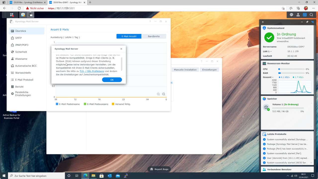 EMail Archiv auf der DiskStation mit IMAP + Synology MailPlusArchiv