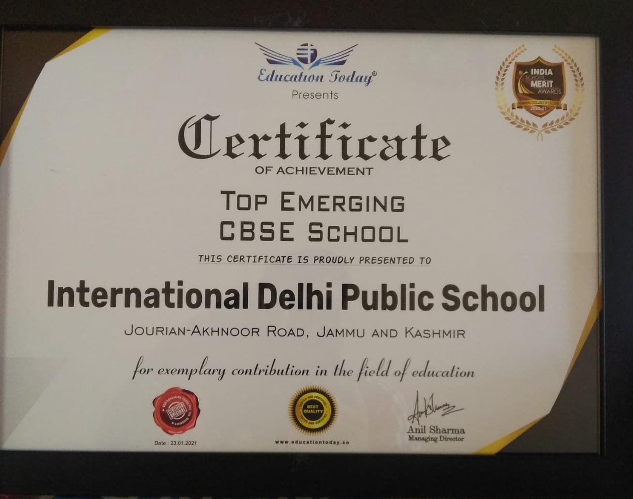 INTERNATIONAL DELHI PUBLIC SCHOOL AKHNOOR AWARDS