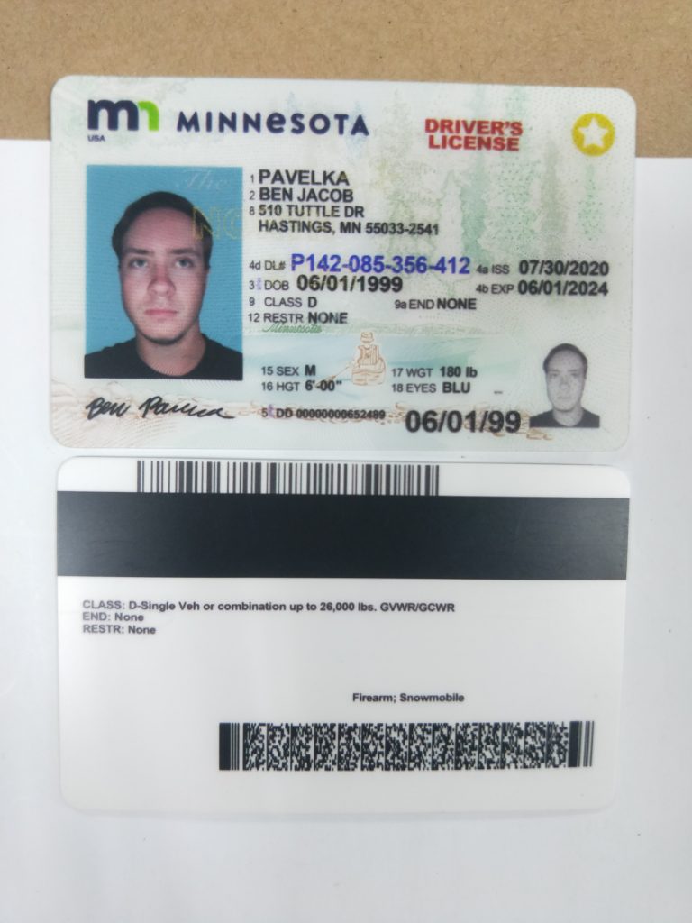 Minnesota Driving License PSD Template Driving license Template