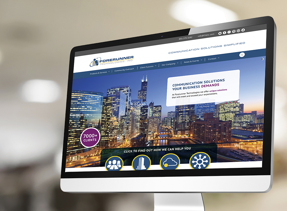 Forerunner Technologies website, collateral, brand design and printing