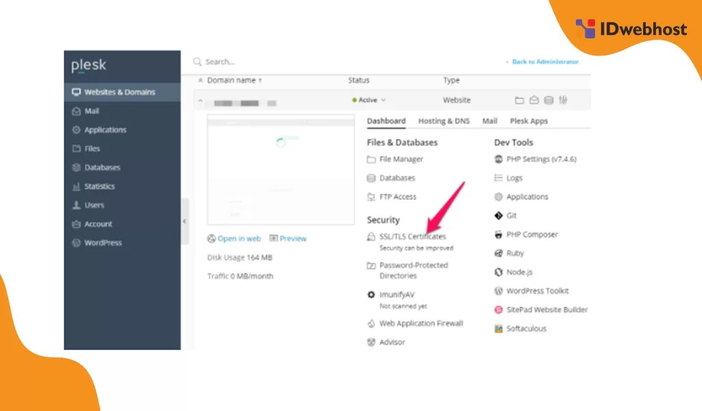 Cara Instal SSL Free di Plesk IDwebhost
