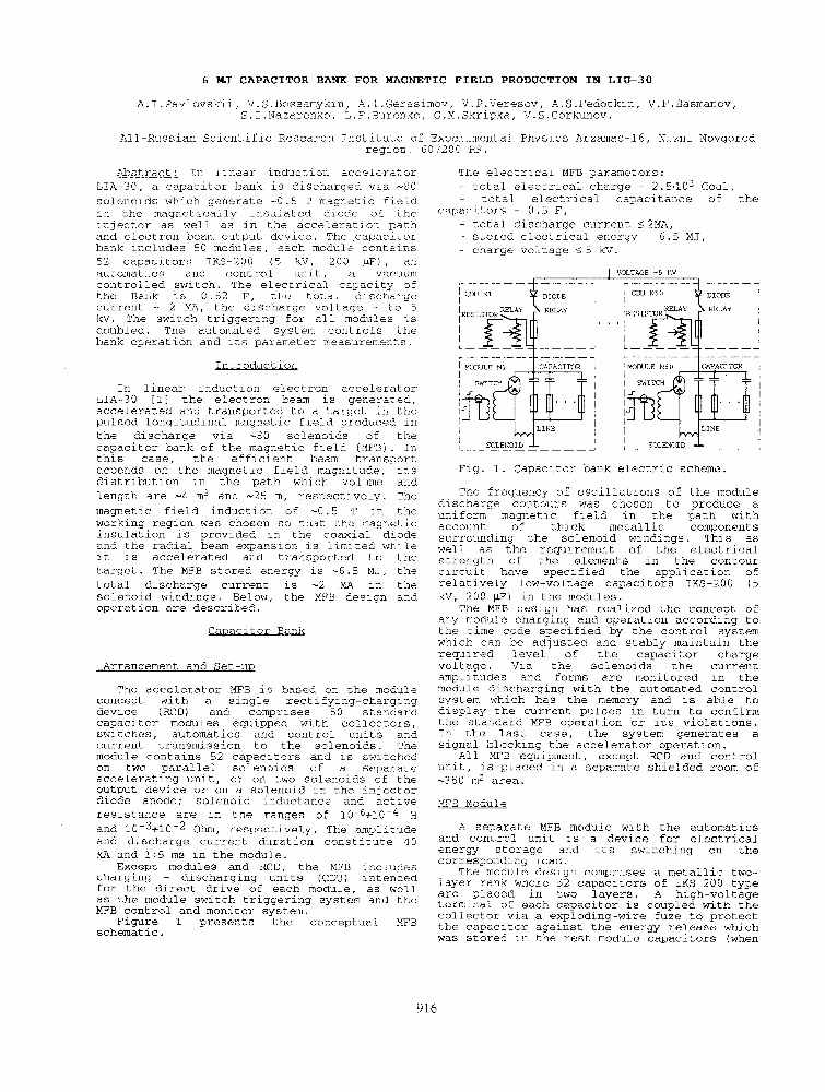 6 MJ CAPACITOR BANK FOR FIELD PRODUCTION IN LIU30 IEEE