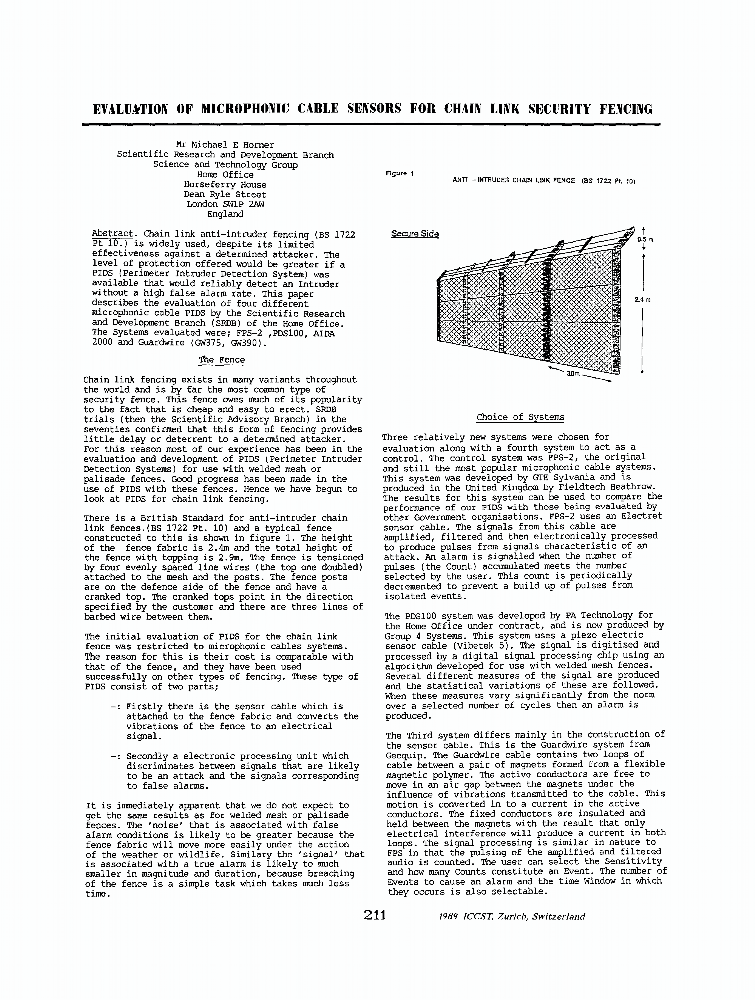 Evaluaffion of microphonic cable sensors for chain link security