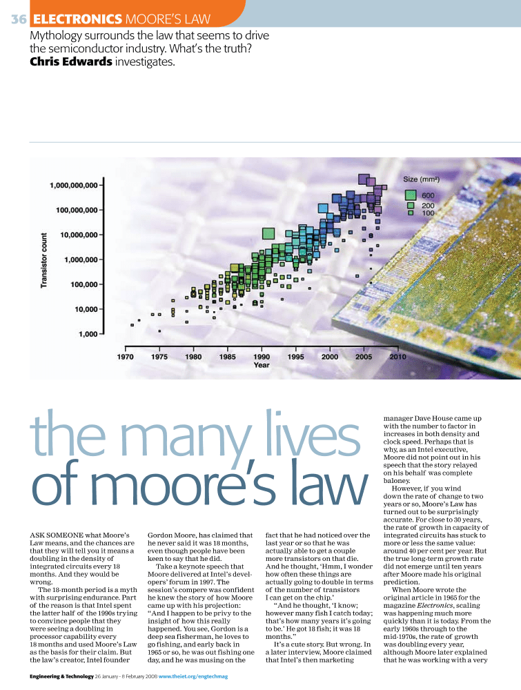 The many lives of Moore's Law [Moore's Law Electronics] IET