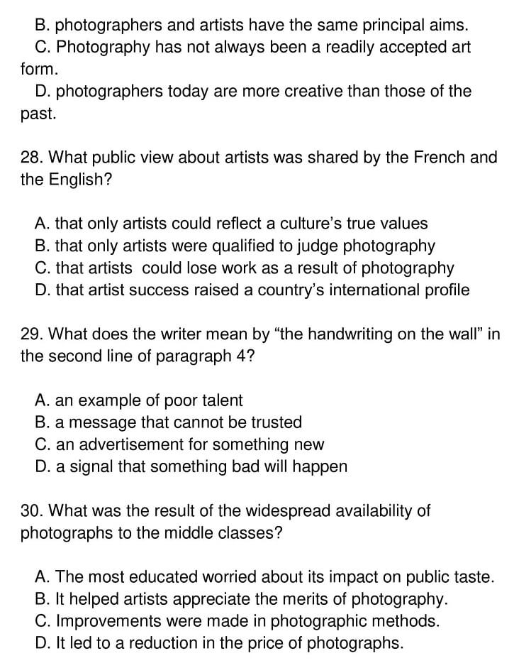 Is Photography Art? IELTS Reading Answers