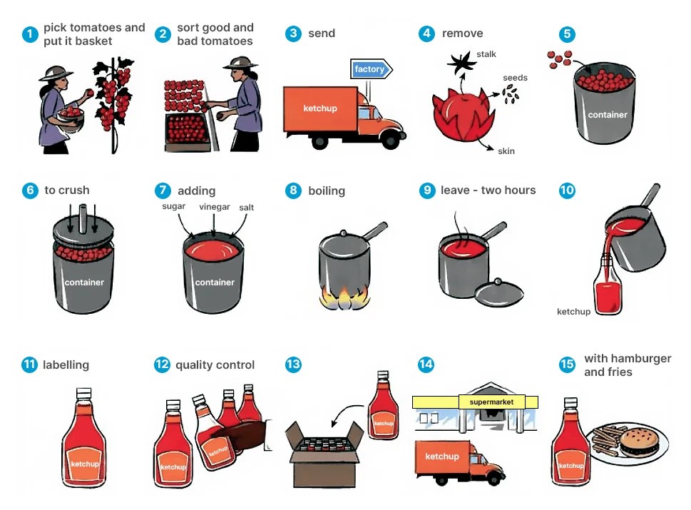 The diagram below shows how tomato ketchup is made commercially