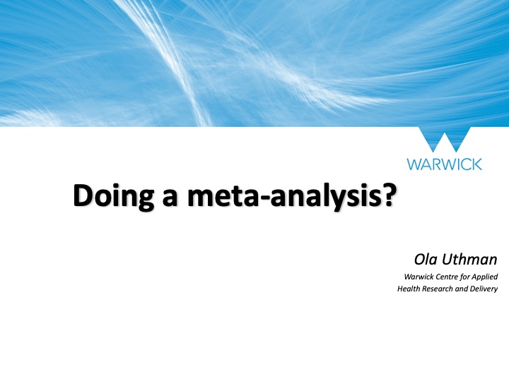 Intro Doing A MetaAnalysis?