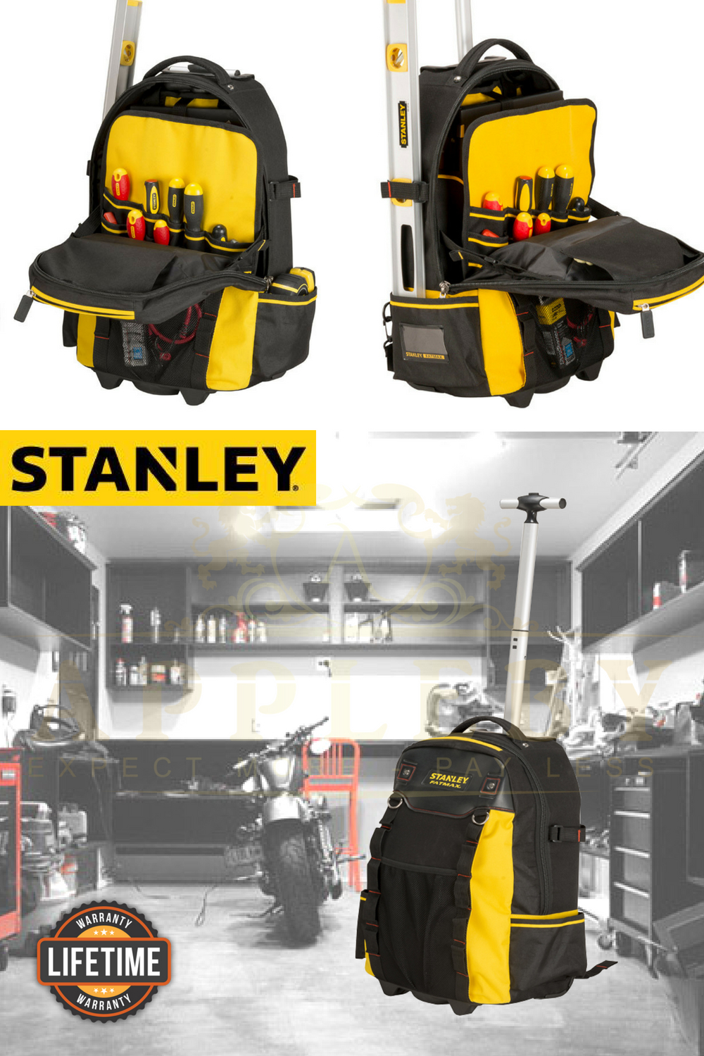 Stanley Tool Bag Back Pack On Wheels Storage Trolley Backpack Fatmax 1