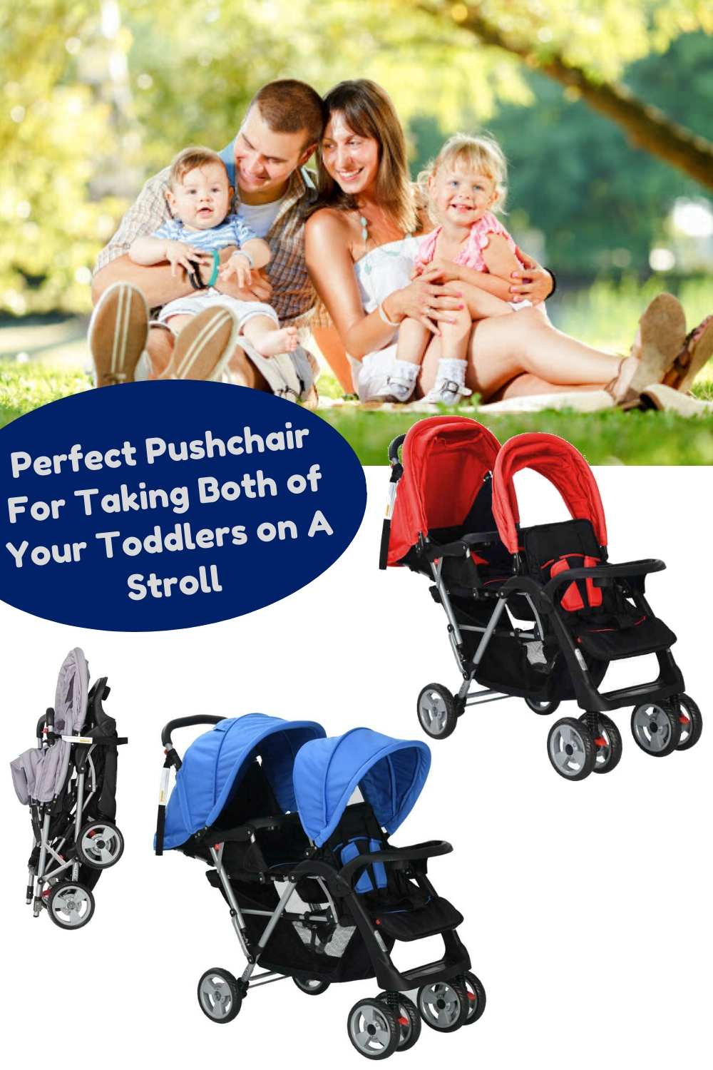 Tandem Double Pram Baby Stroller Twin Seat New Born Toddler Buggy