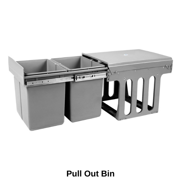 Kitchen Bin Under Bench Counter Sink Pull Out 2 x 15L Twin Pull Out