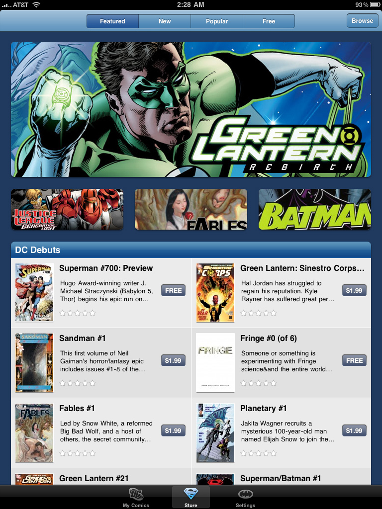 DC Comics Enters Digital Comics Space with iPhone / iPad App