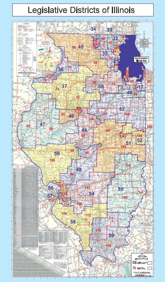 Illinois Senators, Representatives, and Congressional District Maps.
