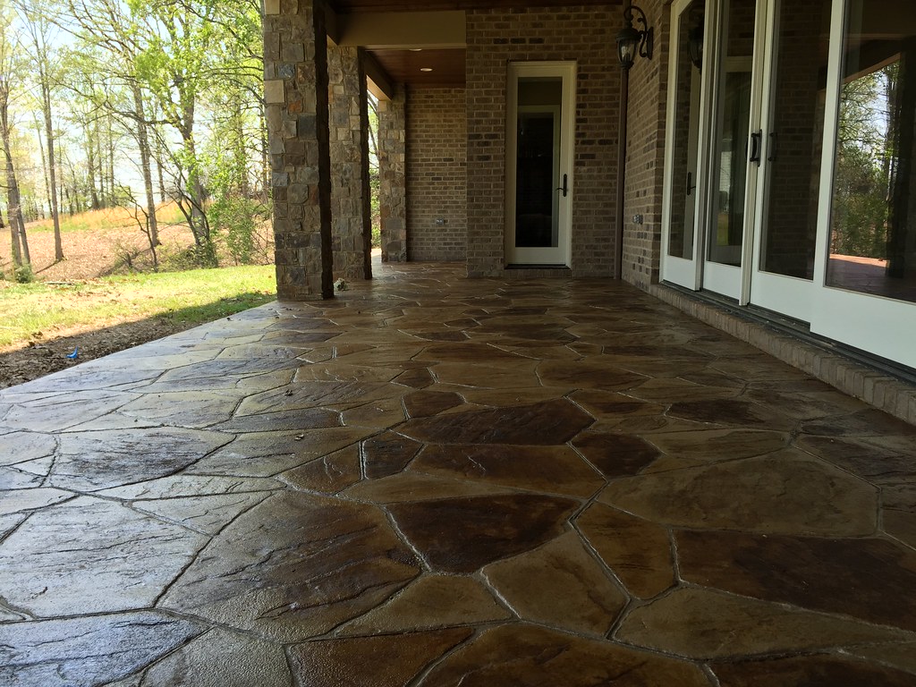 Stamped and stained concrete driveway, patio & sidewalk at Smith