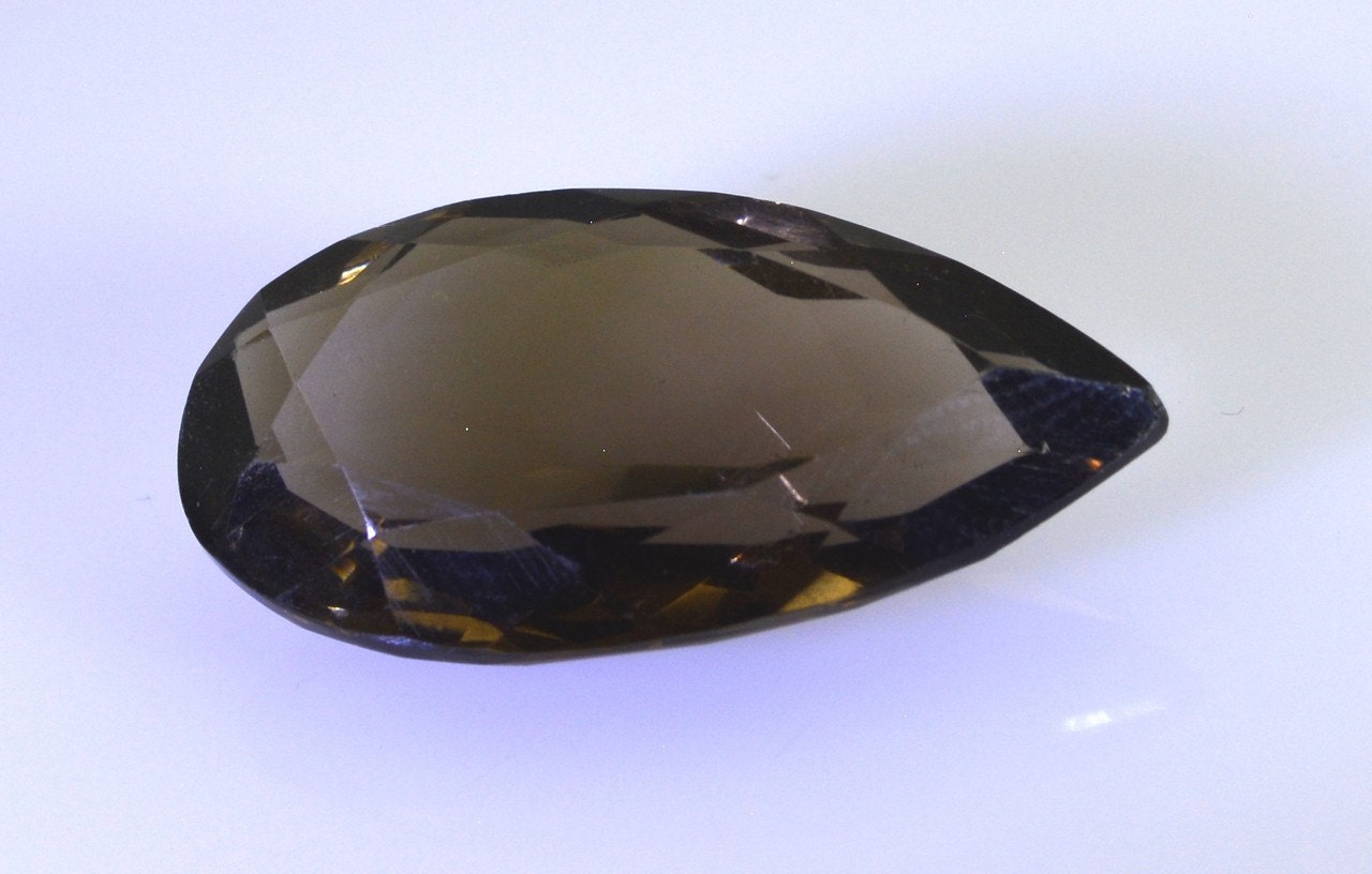 Smoky Quartz loose gemstones 1 Pieces 20 x 30 mm Pear Brown faceted GemstoneSTCBSQU1046 Riyo Gems