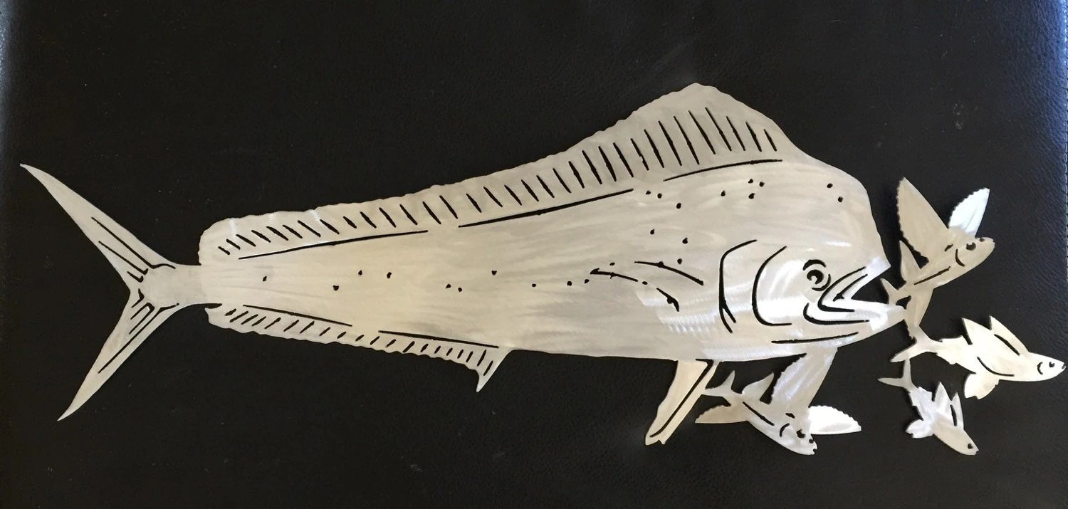 Metal Gamefish artist reveals works Bull, Dorado, Feeding, metal fish