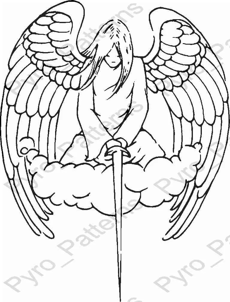 Angel Pyrography Wood burning Pattern Printable Stencil Instant
