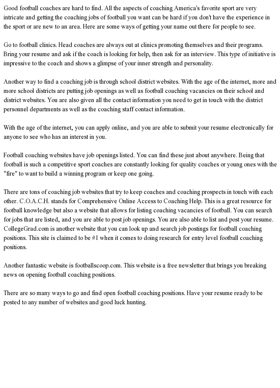 Where to Find Football Coaching Jobs? Chriss Joness