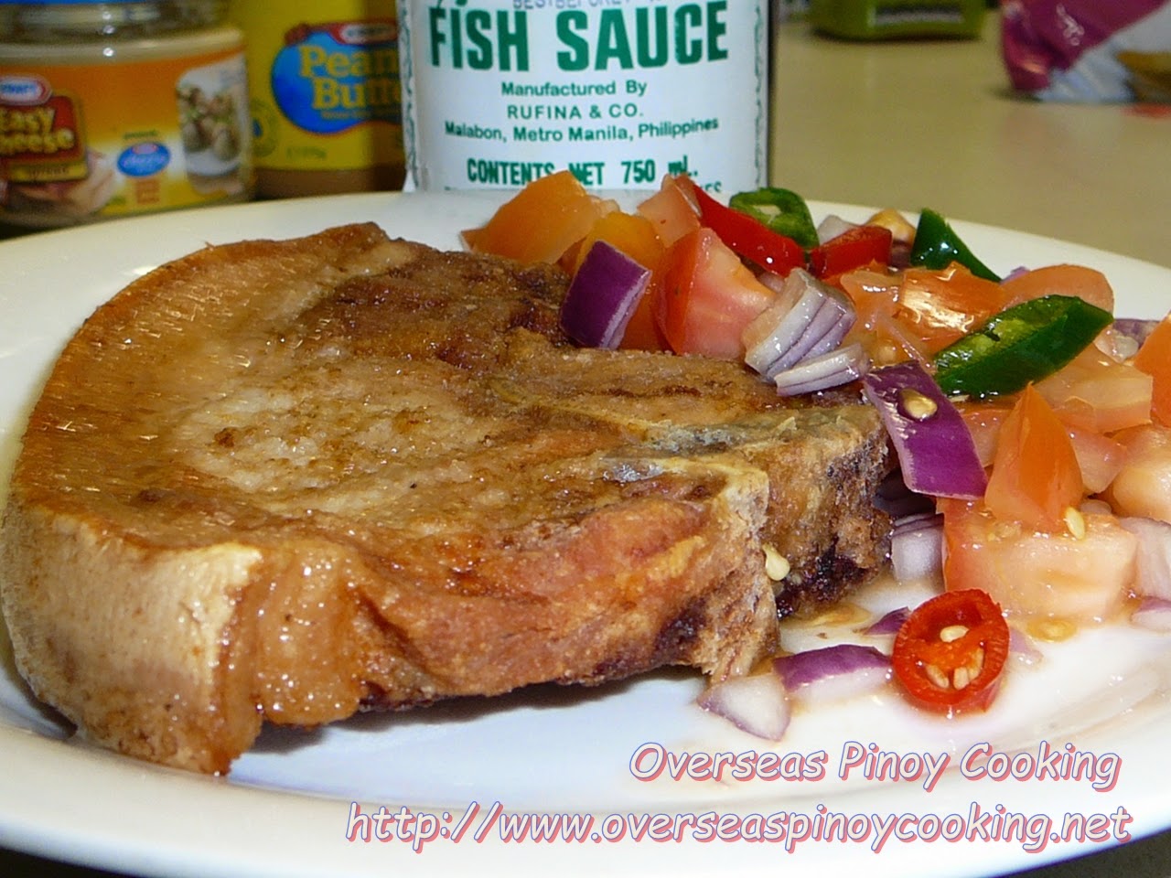 Fried Pork Chop with Tomato Onion Chili Relish Filipino Recipe